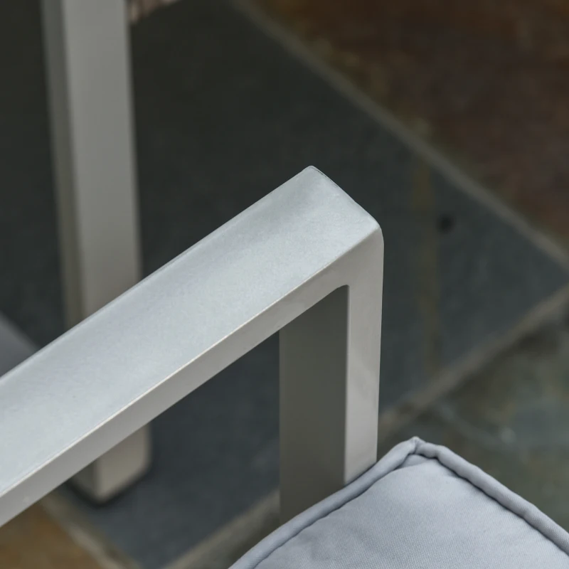 Outsunny Zestaw mebli ogrodowych czteroczęściowy komplet stół z krzesłami sofa poduszki siedziska stolik kawowy stal szary