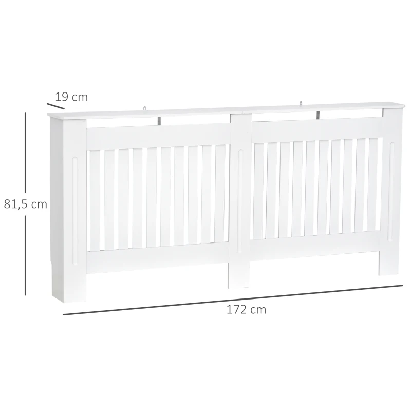 HOMCOM Slatted Radiator Cover Painted Cabinet MDF Lined Grill in White (172L x 19W x 81H cm)