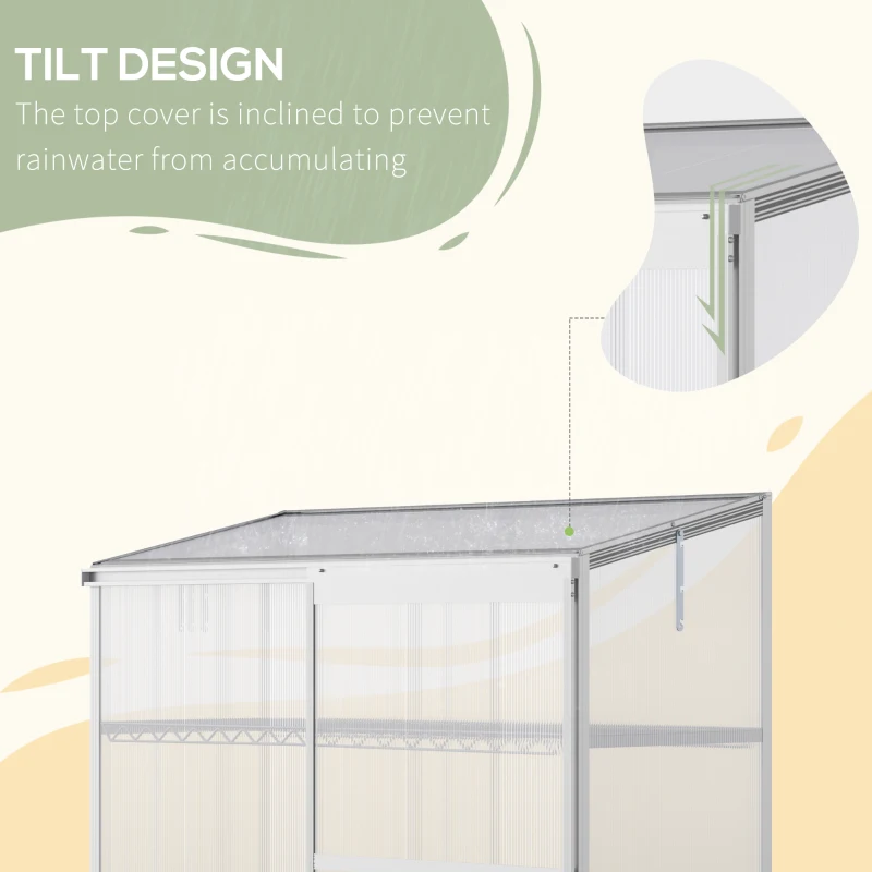 Outsunny Sun Plate 3-Tier Greenhouse Polycarbonate Panel Roof Vent w/ Foundation -Silver