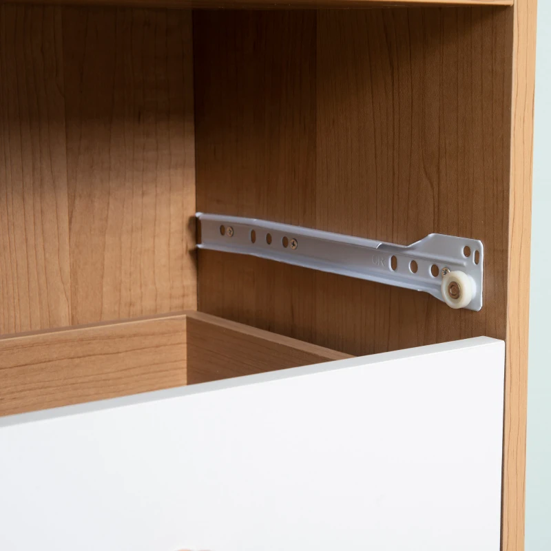 HOMCOM boekenplank wandplank staand plank scheidingswand decor plank kast meerdere vakken met lades opbergvak kantelvast design spaanplaat wit + naturel 40 x 29 x 90 cm