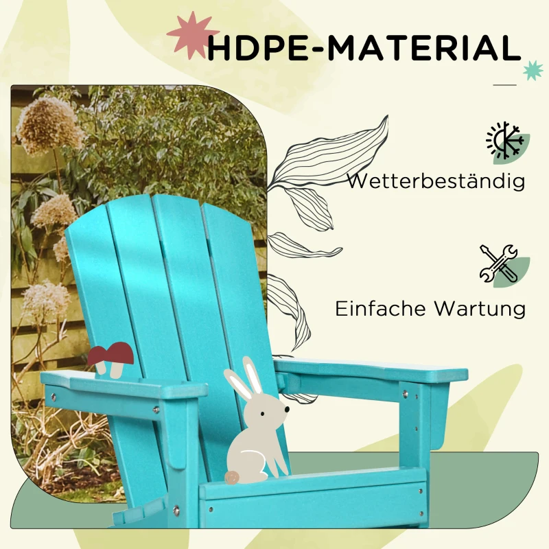 Outsunny Adirondack krzesło dla dzieci, krzesło ogrodowe z designem lameli, na zewnątrz, HDPE