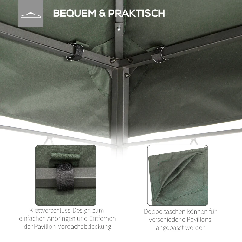 Outsunny vervangend dak 3x4, tuinhuiszeil polyester met zonbescherming, Donkergrijs