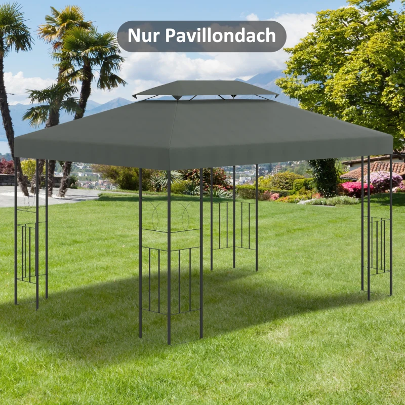 Outsunny vervangend dak 3x4, tuinhuiszeil polyester met zonbescherming, Donkergrijs