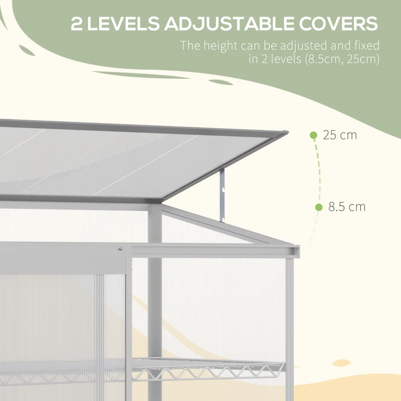 Outsunny Sun Plate 3-Tier Greenhouse Polycarbonate Panel Roof Vent w/ Foundation -Silver