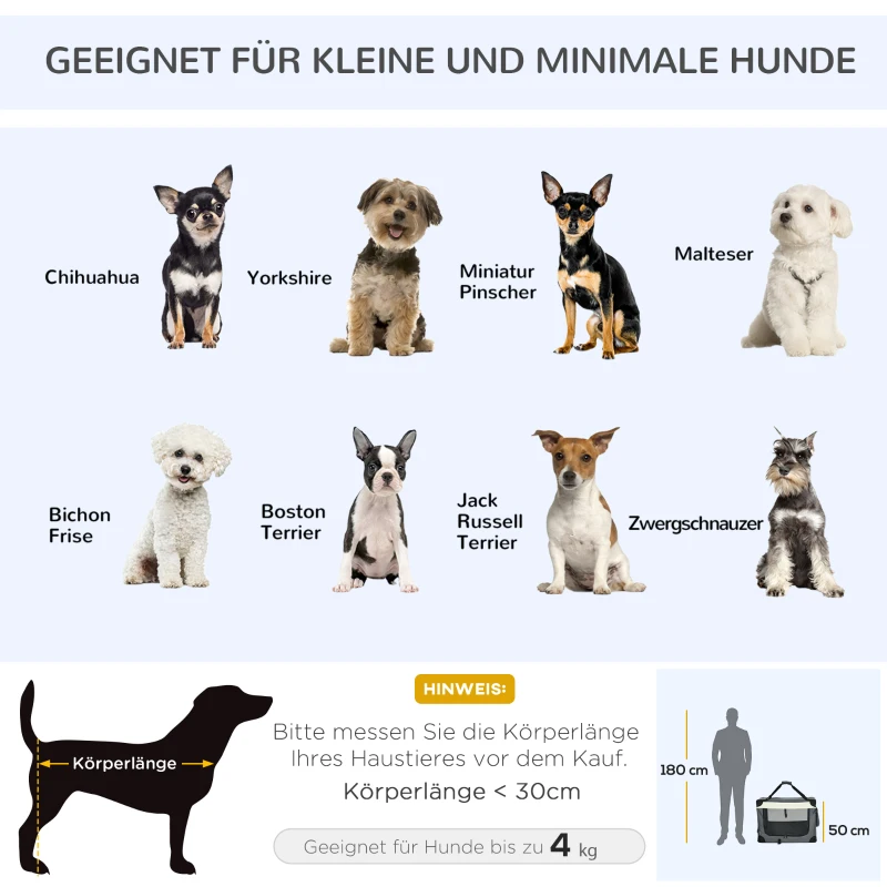 PawHut Torba transportowa, skrzynka transportowa, dla kotów i małych psów, składana, 3 drzwi, szary, 70 x 51 x 50cm