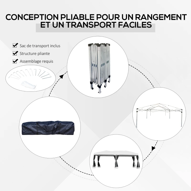 Outsunny Tonnelle Barnum pop-up Pliant Style Colonial 6 x 3 m 6 moustiquaires + Sac de Transport Blanc et Noir