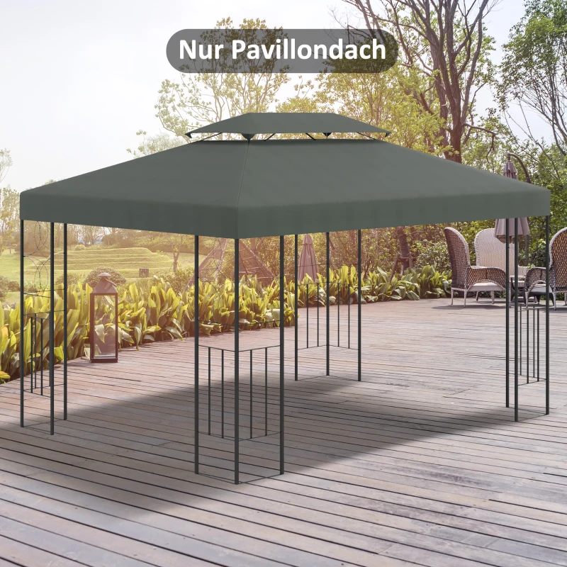 Outsunny vervangend dak 3x4, tuinhuiszeil polyester met zonbescherming, Donkergrijs