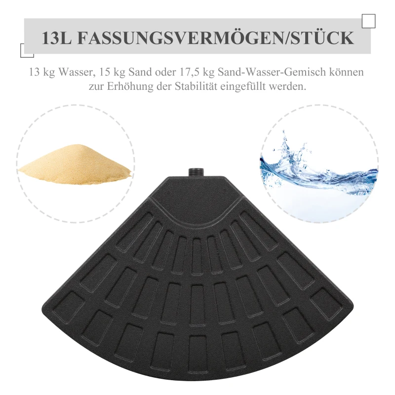 Outsunny parasoolvoet, parasoolvoet, 4 delen, vullbaar, voor 52 kg water of 68 kg zand, 48 x 48 x 8 cm