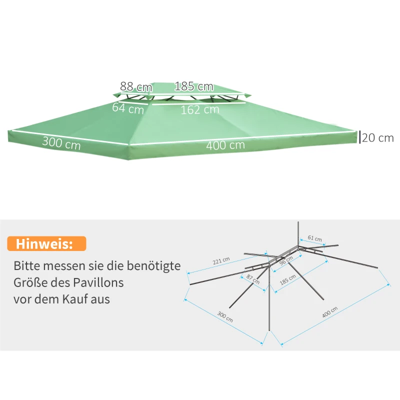 Outsunny vervangingsdak 300 cm x 400 cm