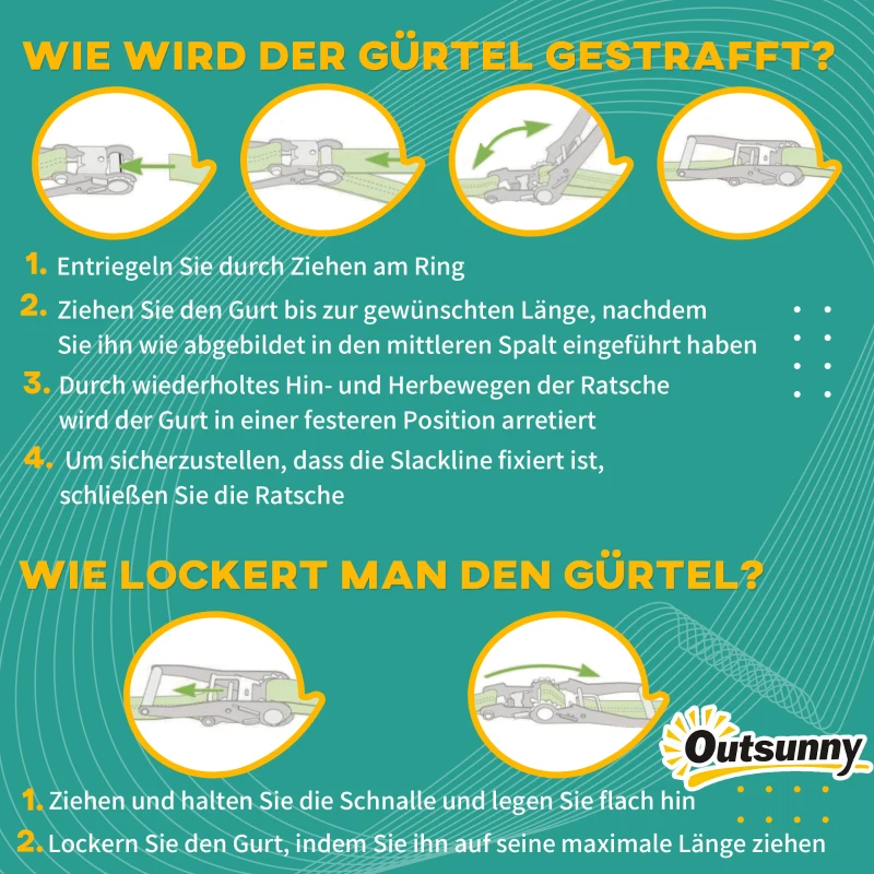 Outsunny Ninja Slackline Set 10m Hangende Obstakels Outdoor Klimset