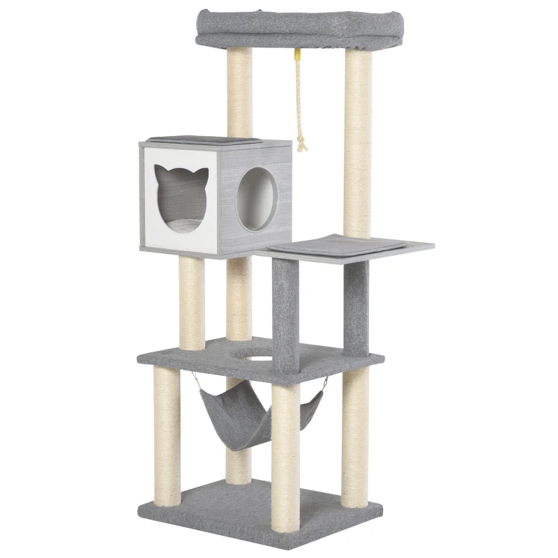 PawHut krabpaal kattenboom klimboom voor katten Multi-activity center E1 spaanplaat