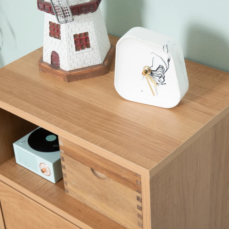 HOMCOM boekenplank wandplank staand plank scheidingswand decor plank kast meerdere vakken met lades opbergvak kantelvast design spaanplaat wit + naturel 40 x 29 x 90 cm