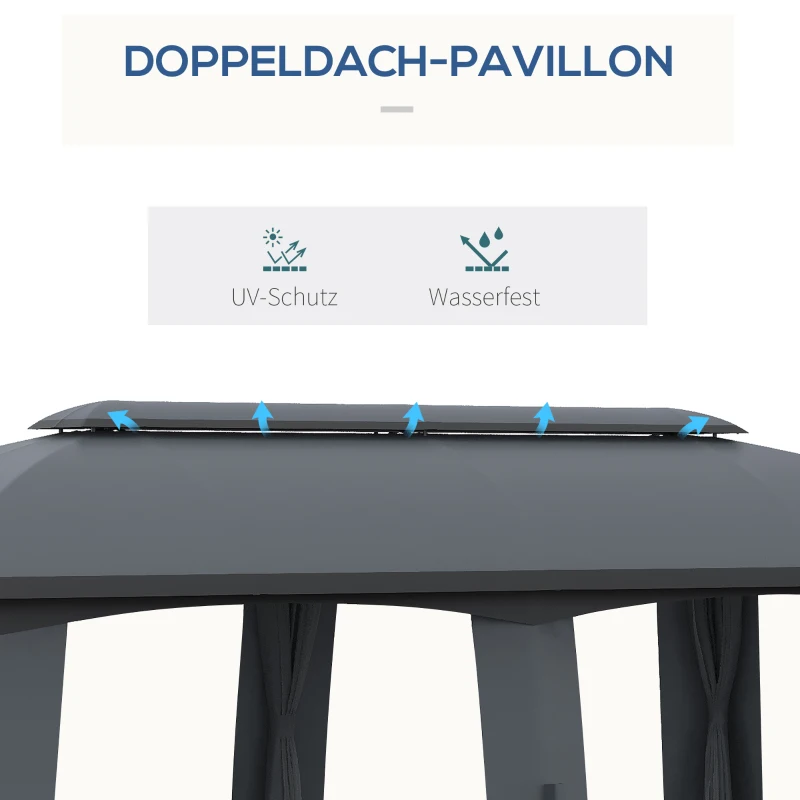 Outsunny altana ogrodowa 3x6 m namiot imprezowy z podwójnym dachem namiot piwny ze ścianami bocznymi