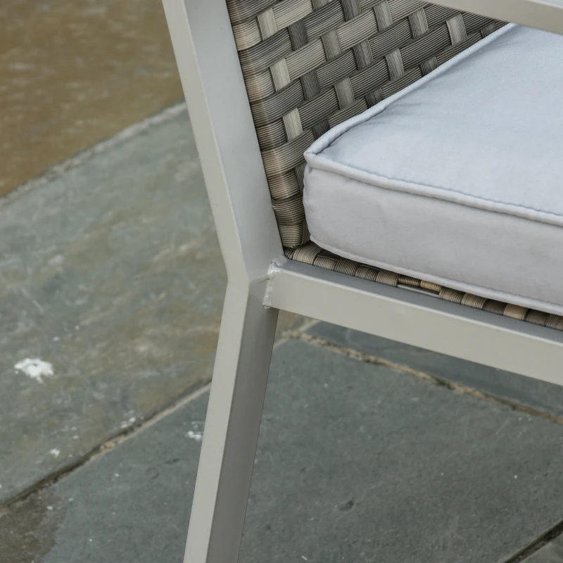 Outsunny Zestaw mebli ogrodowych czteroczęściowy komplet stół z krzesłami sofa poduszki siedziska stolik kawowy stal szary