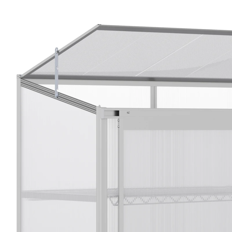 Outsunny Sun Plate 3-Tier Greenhouse Polycarbonate Panel Roof Vent w/ Foundation -Silver