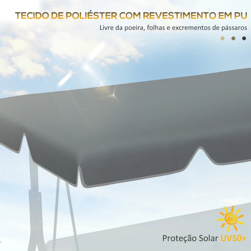 Outsunny Toldo de Substituição para Baloiço de 2 Lugares com Proteção UV50+ para Jardim Varanda Pátio  92x144 cm Cinza Escuro