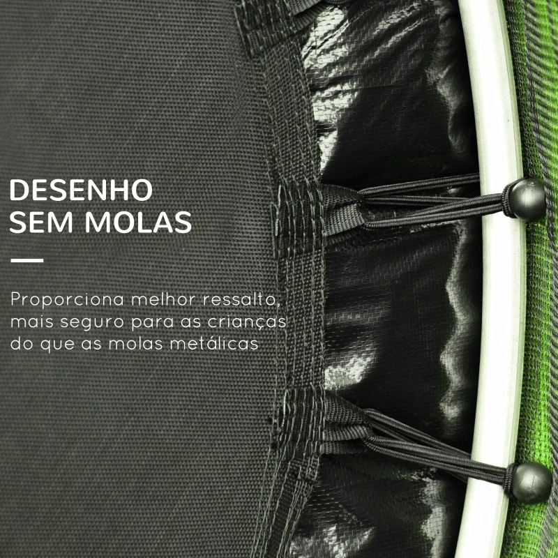 HOMCOM Trampolim Infantil Ø107 cm com Rede de Segurança Ø140x160 cm Verde