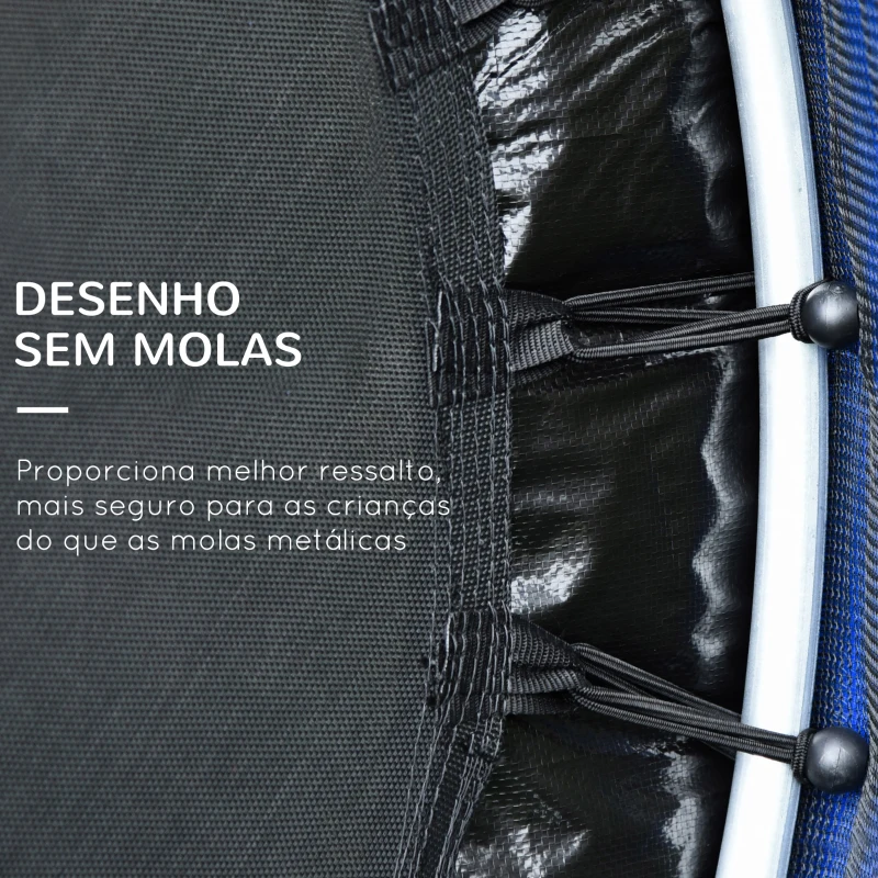 HOMCOM Trampolim Infantil Ø107 cm Trampolim para Crianças de 3-6 Anos com Rede de Segurança Ø140x160 cm Azul