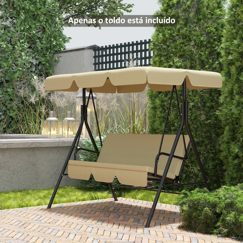 Outsunny Toldo de Substituição para Baloiços de 3 Lugares Toldo para Baloiços de Jardim com Tecido de Poliéster 156x117x15 cm Bege