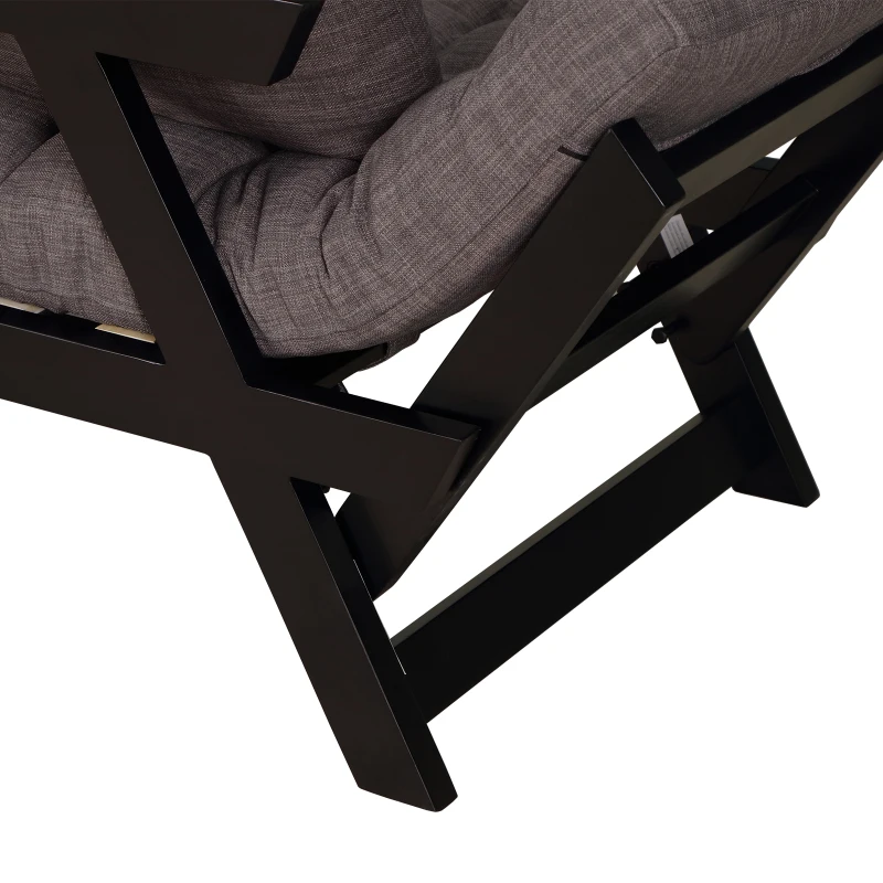 HOMCOM Canapea Extensibila pentru O Persoana cu Cotiere Reglabile un 3 Pozitii din Tesatura si Lemn, Negru si Gri