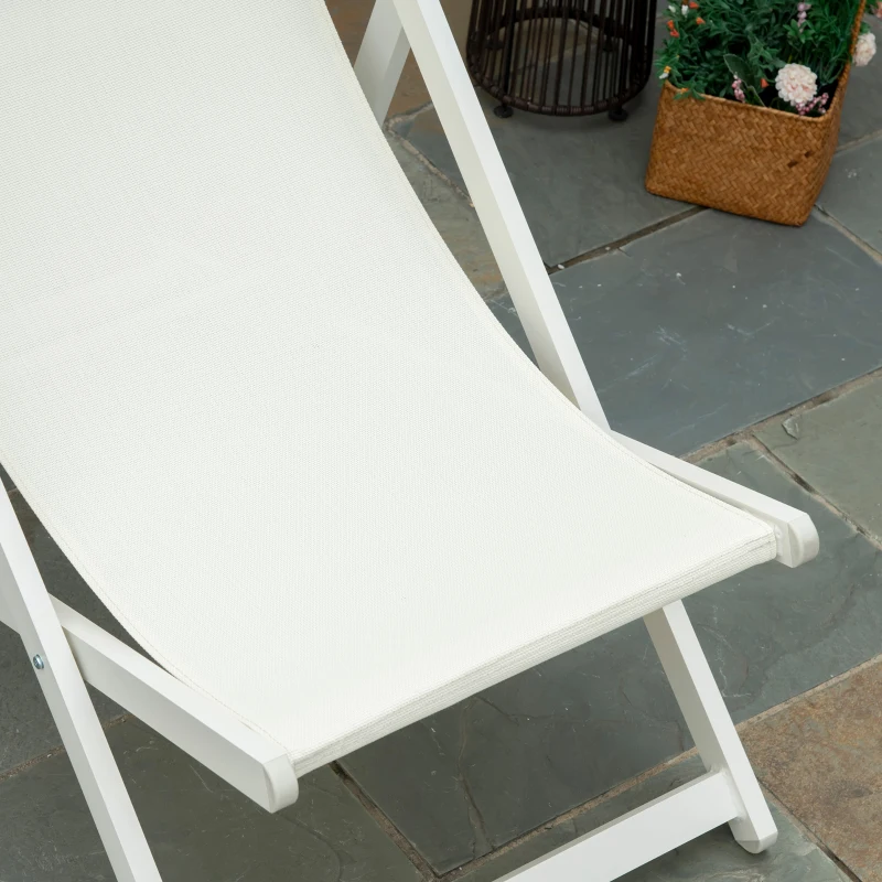 Outsunny Conjunto de 2 Espreguiçadeiras Dobráveis com Encosto Reclinável em 5 Posições e Apoio para a Cabeça 58x96,5x91,5 cm Branco