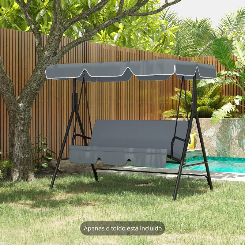 Outsunny Toldo de Substituição para Baloiço de 2 Lugares com Proteção UV50+ para Jardim Varanda Pátio  92x144 cm Cinza Escuro