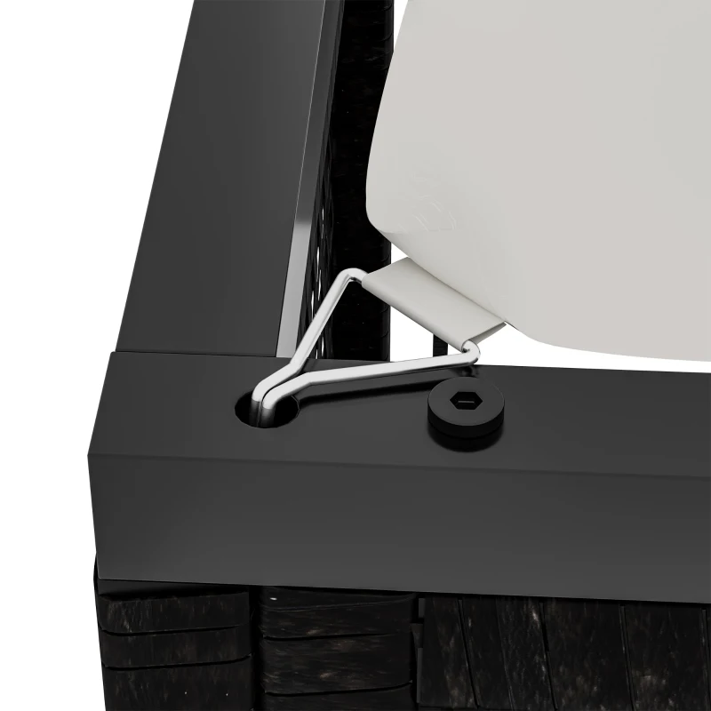 Foisorul Pergola de Gradina Outsunny 2,98x2,98m cu Copertina Retractabila, Structura Metalica si Coloane din Rattan PE, Negru si Alb