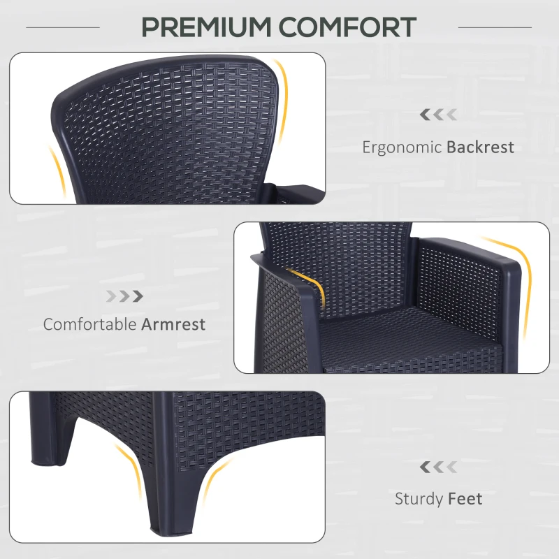 Outsunny 3 PCs Furniture Set Conversation Rattan Sofa Cushion Patio Lawn Garden Balcony