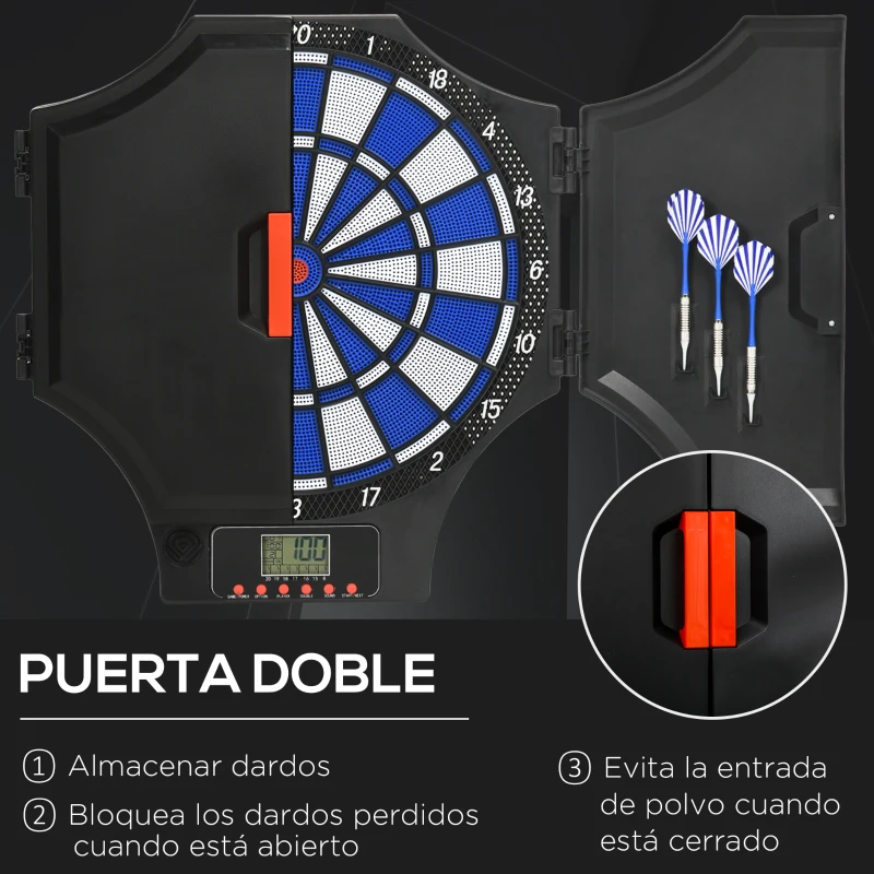SPORTNOW Diana Electrónica Plegable con 31 Juegos para 8 Jugadores con 6 Dardos y 6 Puntas de Repuesto Pantalla LCD 83x45cm Negro