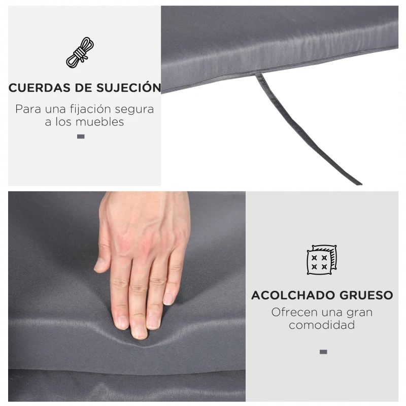 Outsunny Juego de 2 Cojines para Balancín 162x47x7 cm Cojín de Asiento y Respaldo de 3 Plazas para Jardín Terraza Patio Gris