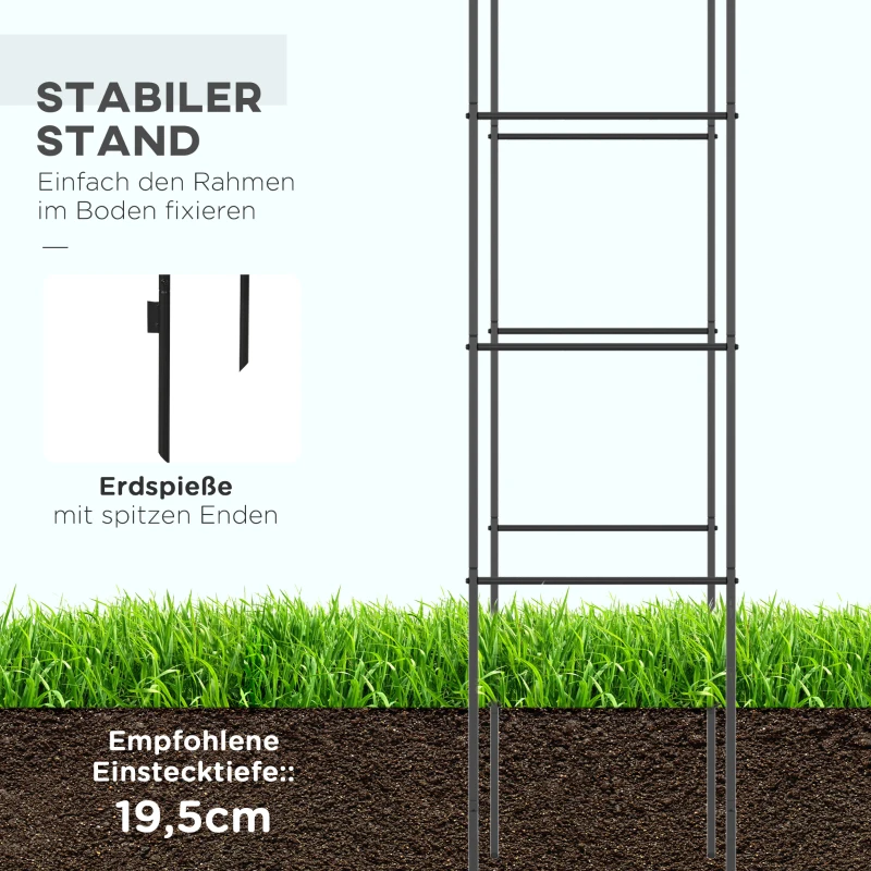 Outsunny Gartenbogen, Rosenbogen, Rankbogen, Rosenspalier Metall, schwarz, 1,40 x 0,40 x 2,40 m
