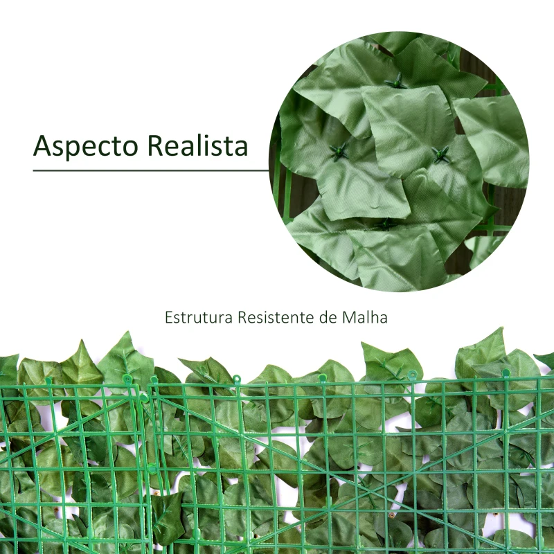 Outsunny Vedação Artificial em Rolo 3m Vedação de Privacidade para Balcão Jardim Exterior Planta Decorativa de Parede PE Verde