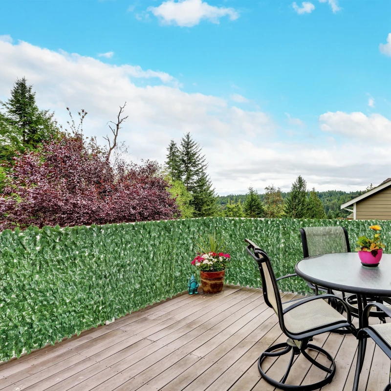Outsunny Vedação Artificial em Rolo 3m Vedação de Privacidade para Balcão Jardim Exterior Planta Decorativa de Parede PE Verde