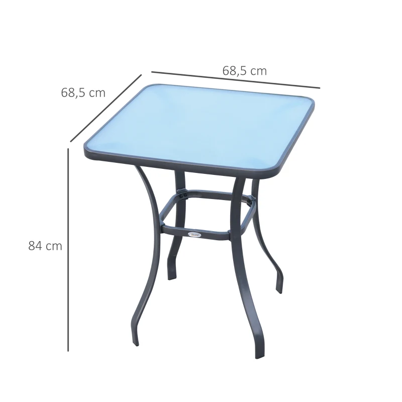 Outsunny Bar Table Bistro Square Glass Dining Kitchen Breakfast Pub Party Metal Garden Café Coffee Table Patio