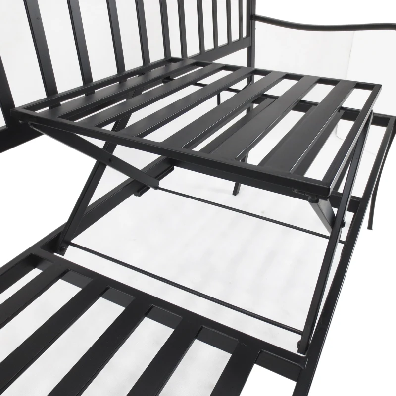 Outsunny Outdoor Deluxe Metal Frame Patio Park Garden Bench Middle Table