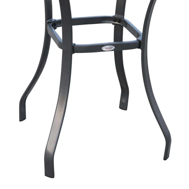 Outsunny Bar Table Bistro Square Glass Dining Kitchen Breakfast Pub Party Metal Garden Café Coffee Table Patio