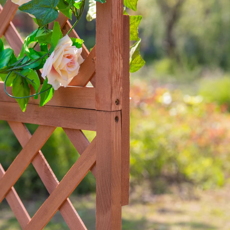Outsunny Raised Garden Bed, Wooden Planter Box with Trellis for Climbing Plants Flowers, 72.5 x 31.5 x 150cm, Natural
