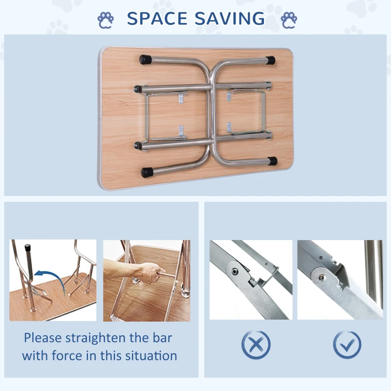 PawHut 42" Dog Grooming Table, Adjustable Pet Cat Drying Beauty Table with 2 Loops Storage Basket, Rubber Top, Black