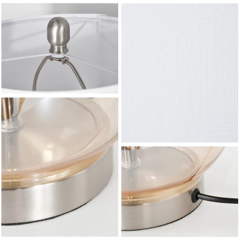 HOMCOM Conjunto de 2 Candeeiros de Mesa com Ecrã de Linho Suporte para Lâmpada E27 Máx. 40W Ø30x56 cm Branco