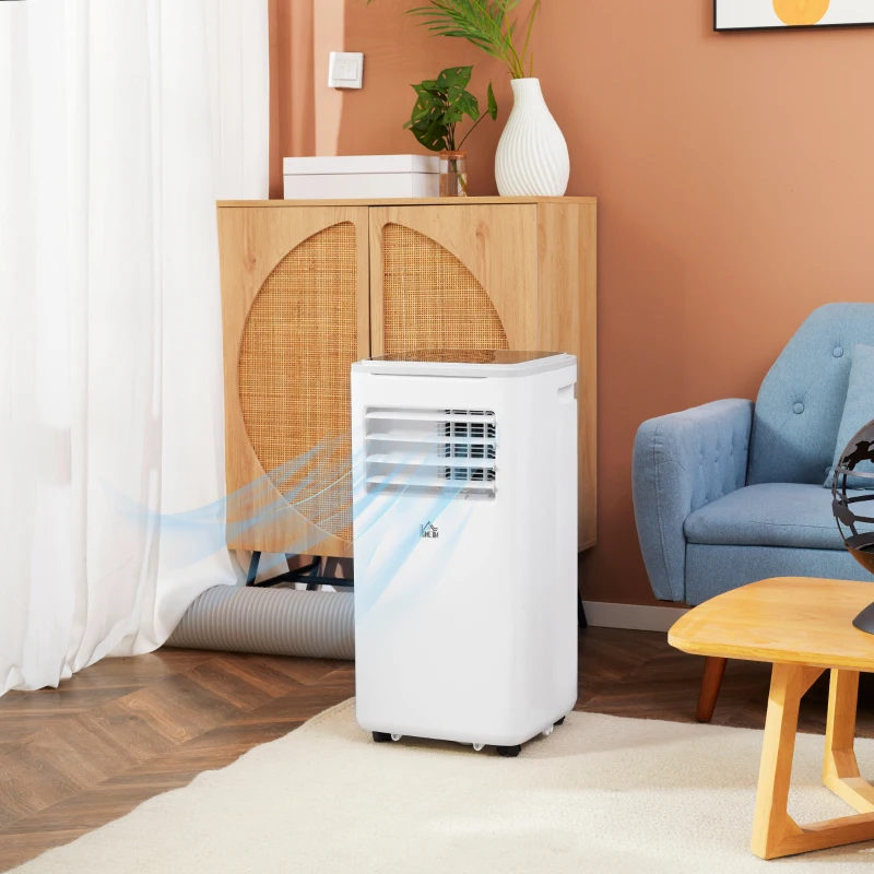 HOMCOM Ar Condicionado Portátil 9000BTU 1010W Refrigerador Ventoinha Desumidificadorc om Ecrã LED  e Temporizador 35,3x35x72,5 cm Branco