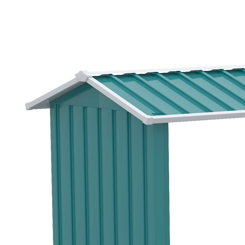 Outsunny Abrigo para Lenhas de Aço Galvanizado com Teto Inclinado para Jardim Varanda Pátio 240x86x160 cm Verde