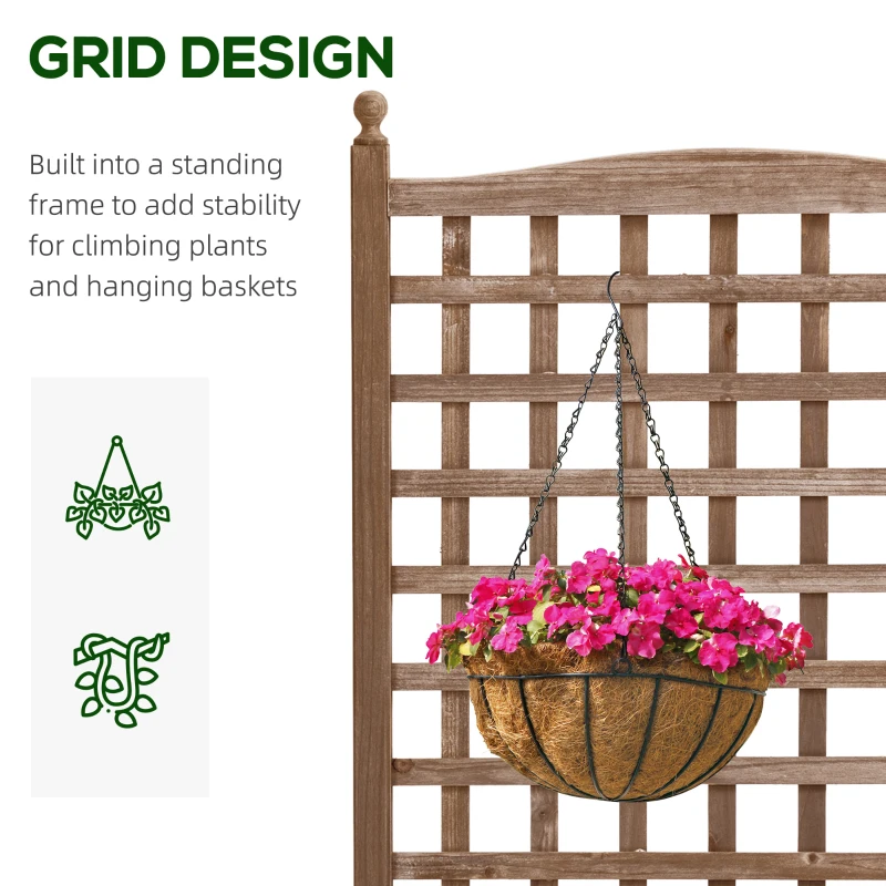 Outsunny Wooden Raised Garden Bed With Trellis Climbing Vines Indoor & Outdoor Display Rack  64 x 28 x 120 cm
