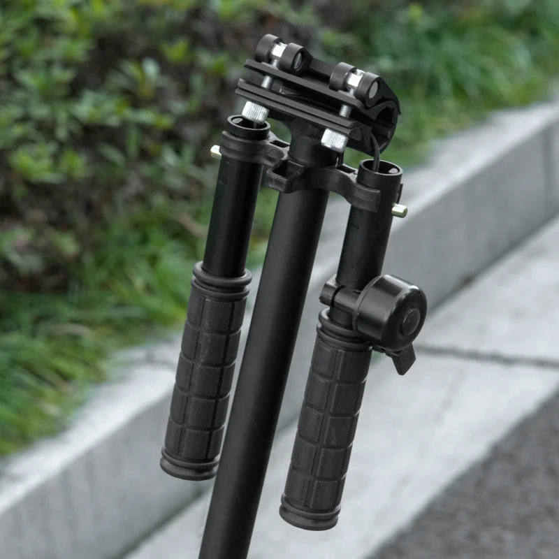 HOMCOM Folding Kick Scooter, Height-Adjustable Urban Scooter w/ Rear Brake, Double Shock Absorption System, Warning Bell & 2 Big Wheels, For 14+ Teens Adults, Black