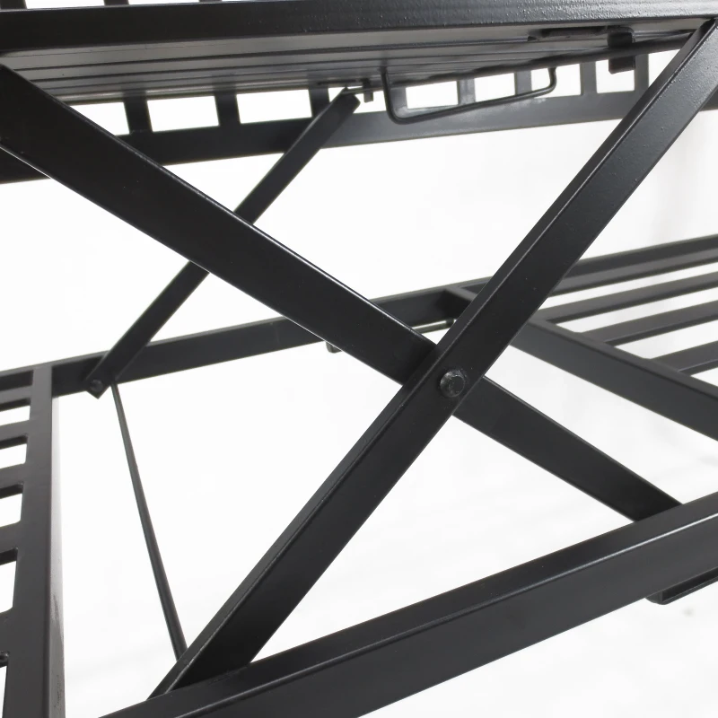 Outsunny Outdoor Deluxe Metal Frame Patio Park Garden Bench Middle Table
