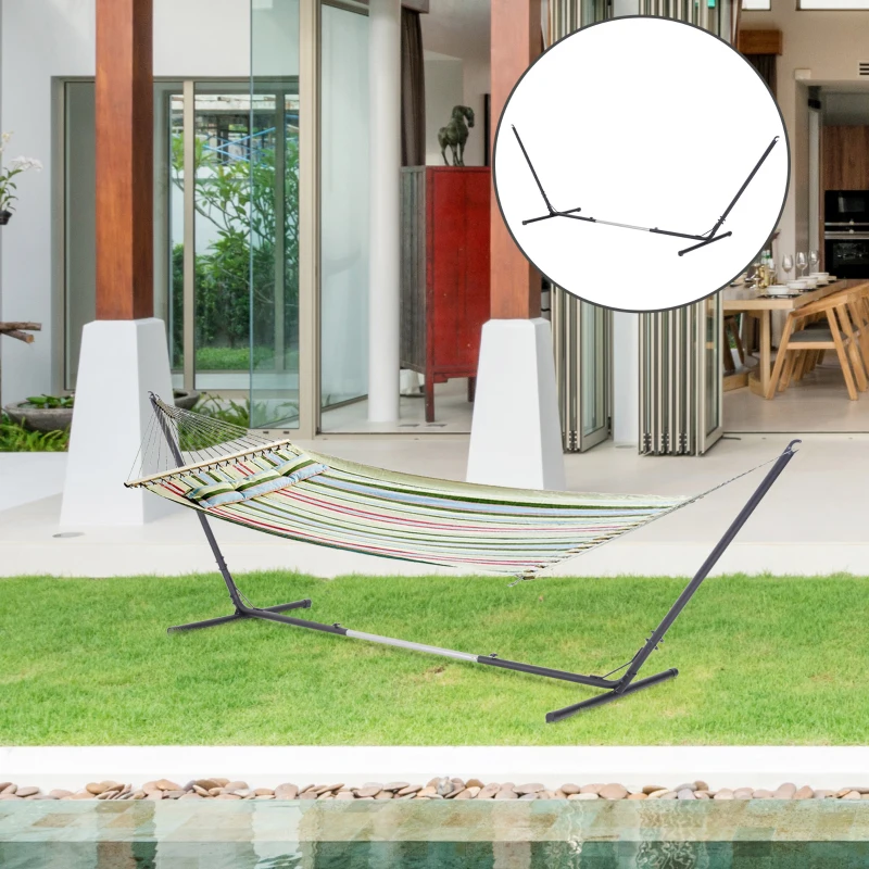 Outsunny 3.1–3.8m Adjustable Universal Hammock Stand Metal Frame Garden Camping Picnic Outdoor Patio Replacement – Stand Only