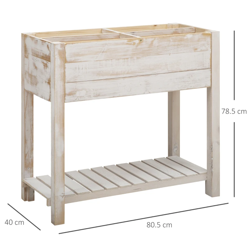 Outsunny Elevated Wooden Planter Garden Grow Box with 2 tiers, 4 Pockets