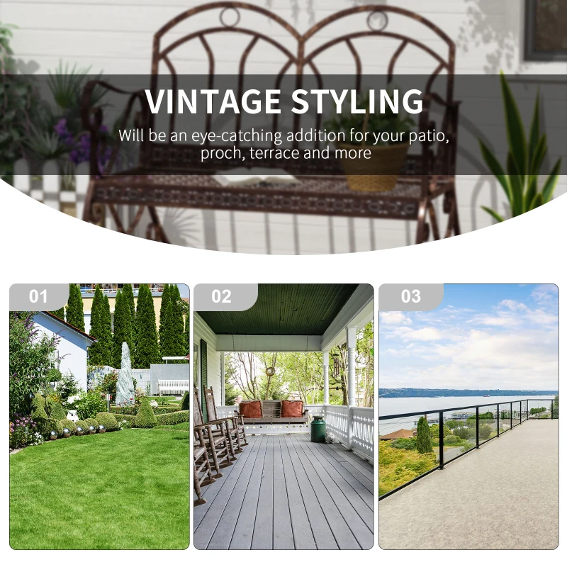 Outsunny Outdoor Iron Rocking Chair-Bronze Red