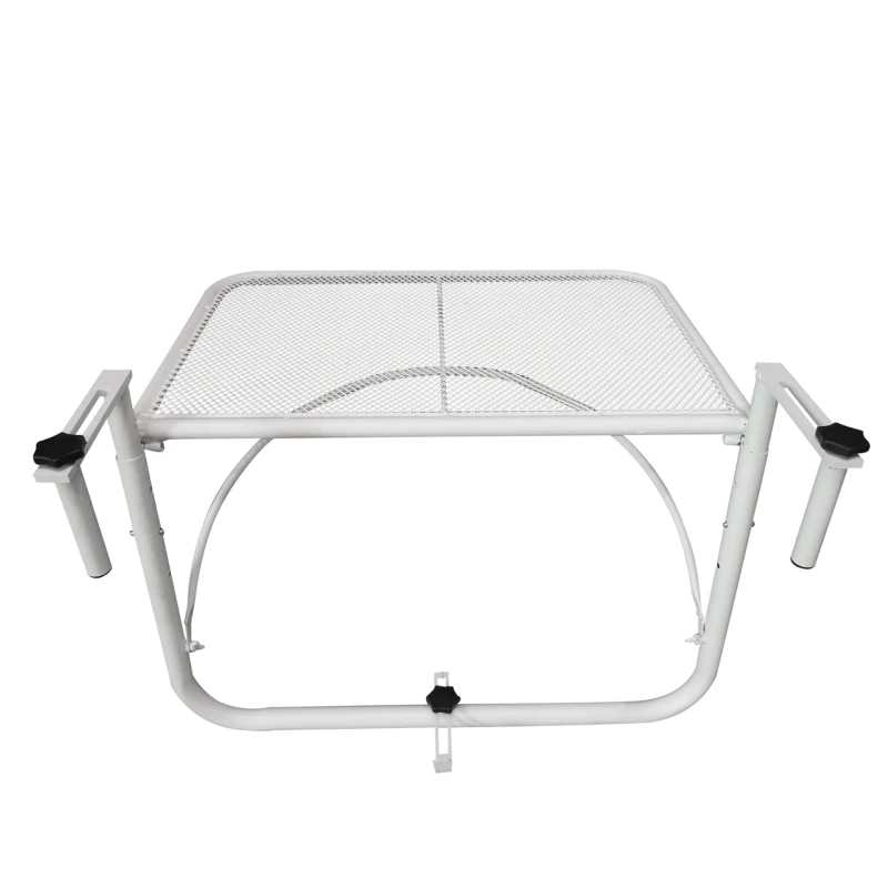 Outsunny Adjustable Balcony Hanging Rail Table Mini Wall Desk Drink Holer - White