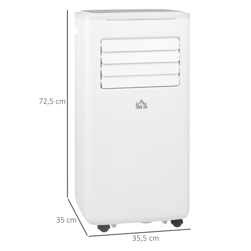 HOMCOM Ar Condicionado Portátil 9000BTU 1010W Refrigerador Ventoinha Desumidificadorc om Ecrã LED  e Temporizador 35,3x35x72,5 cm Branco