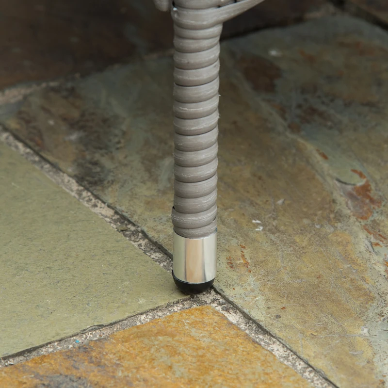 Outsunny 2 PC Outdoor Rattan Armchair Dining Chair Garden Patio Furniture w/ Armrests Cushions Grey